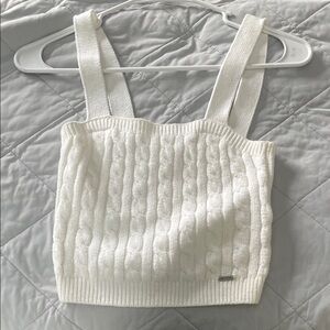 Hollister White Cable Knit Crop Top